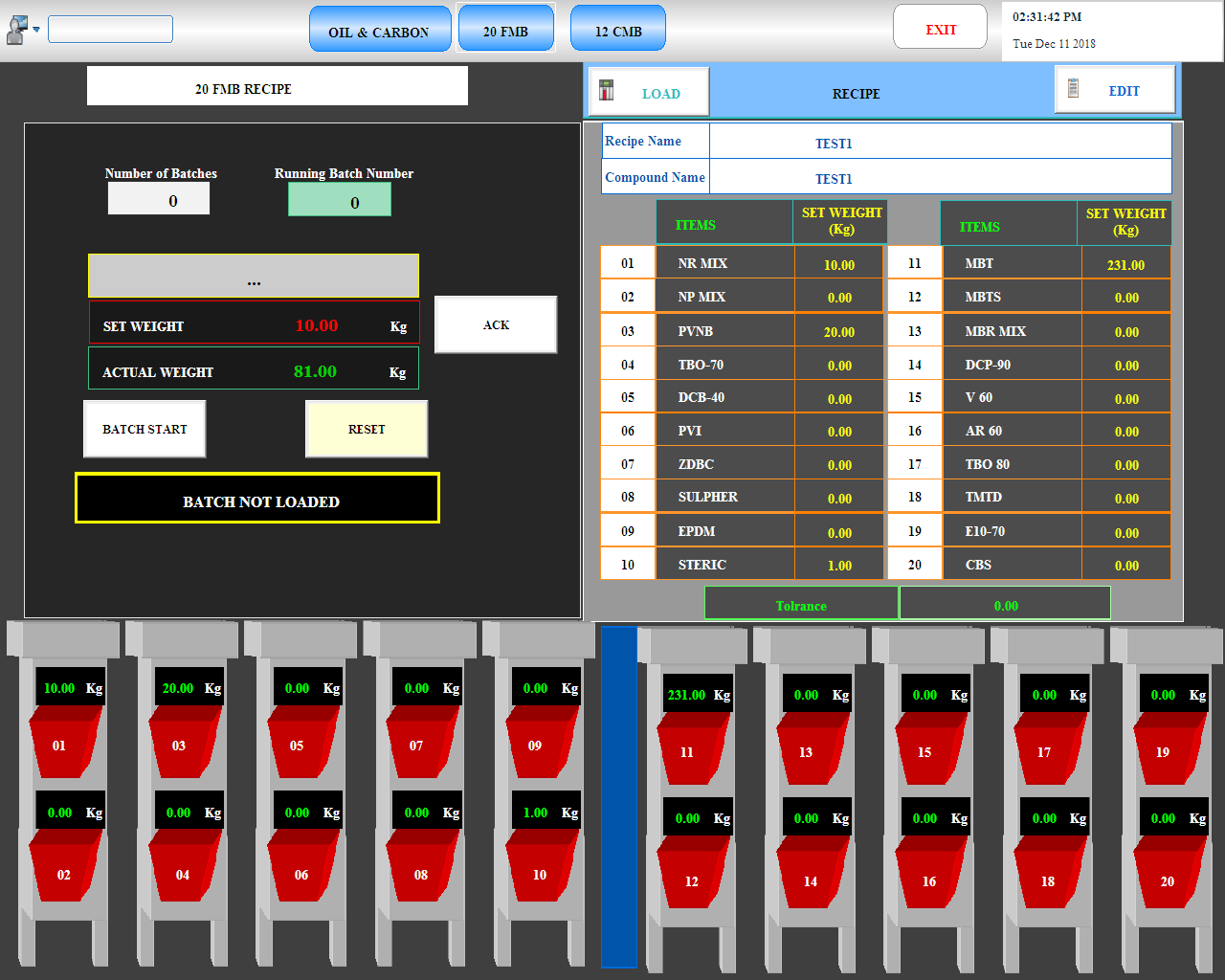 Rubber Batch Plant Recipe Management